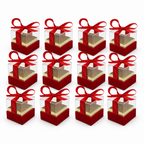 60 Pieces Red Square Acrylic Presentation Boxes with Ribbon, 6.5 x 6.5 x 7.2 cm, 12 Pieces