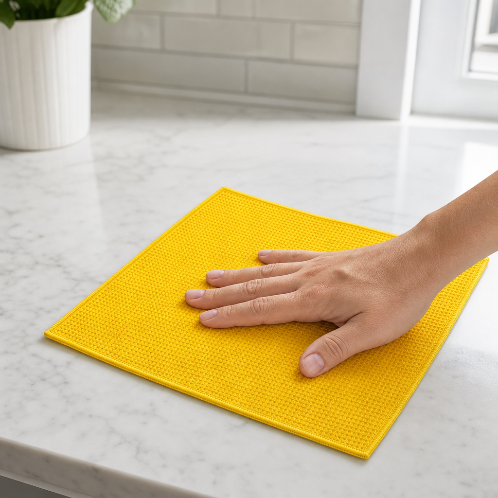 120 Pieces Waffle-Weave Microfiber Cleaning Cloth, 40 x 40 cm, Yellow