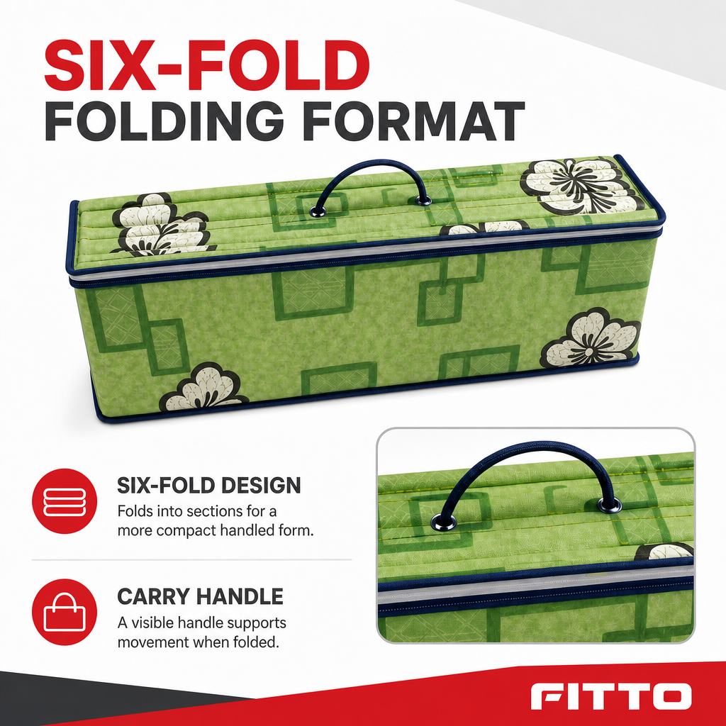 48 Pieces Folding Foam Mattresses, 6-Fold, Green Floral, 20 kg
