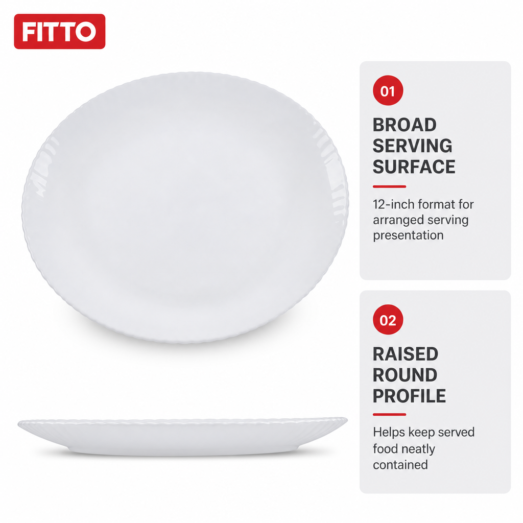 96 Pieces Opal Glass Serving Plate, 12 Inch Round Tablewares for Dining and Presentation