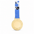 144 Pieces Engraved Sports Medal with Blue Ribbon, Gold, 10 cm Award Recognition