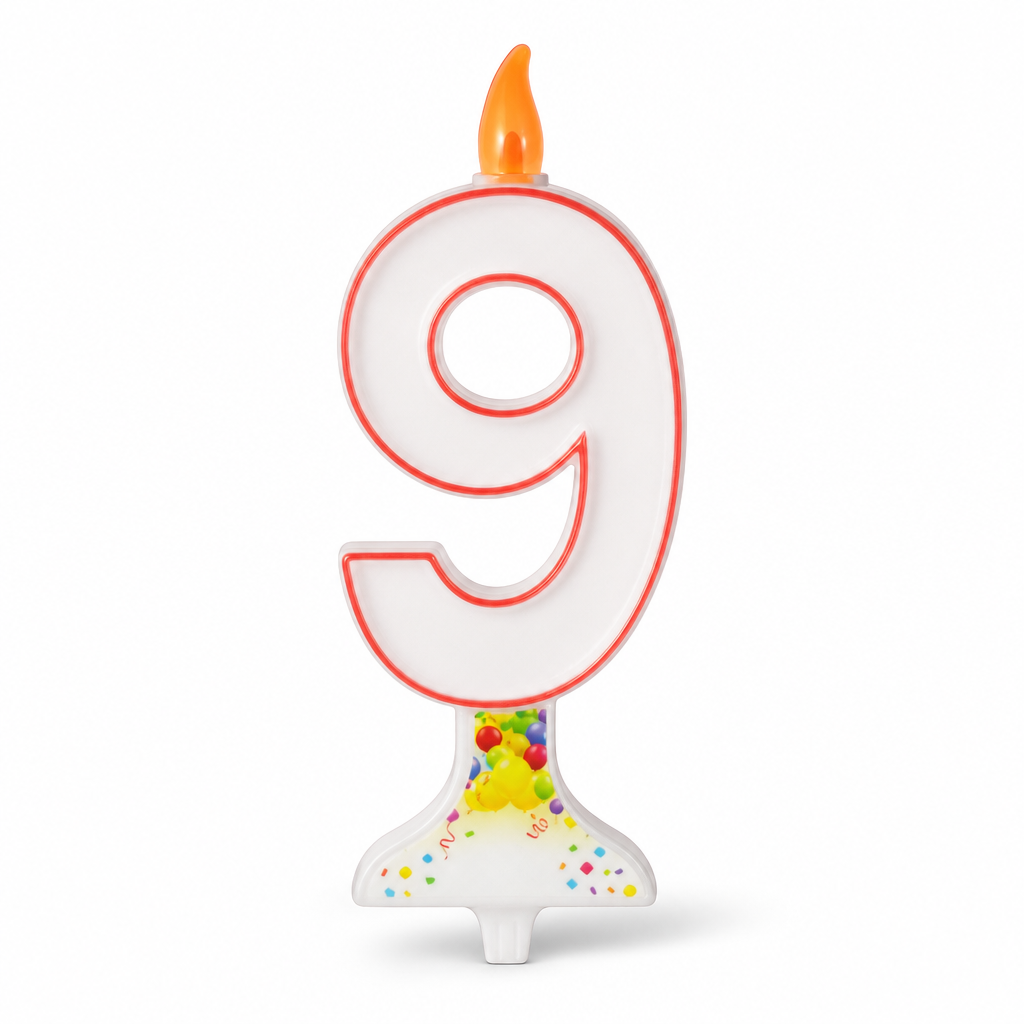 120 Pieces Mixed Colour LED Number 9 Cake Candle for Birthday Celebrations