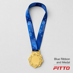 144 Pieces Award Medal with Blue Ribbon, Metallic Finish, 8 x 7 cm