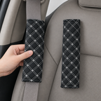 96 Pieces Car Seat Belt Shoulder Pads, Black Plaid, 2-Piece Cover Set