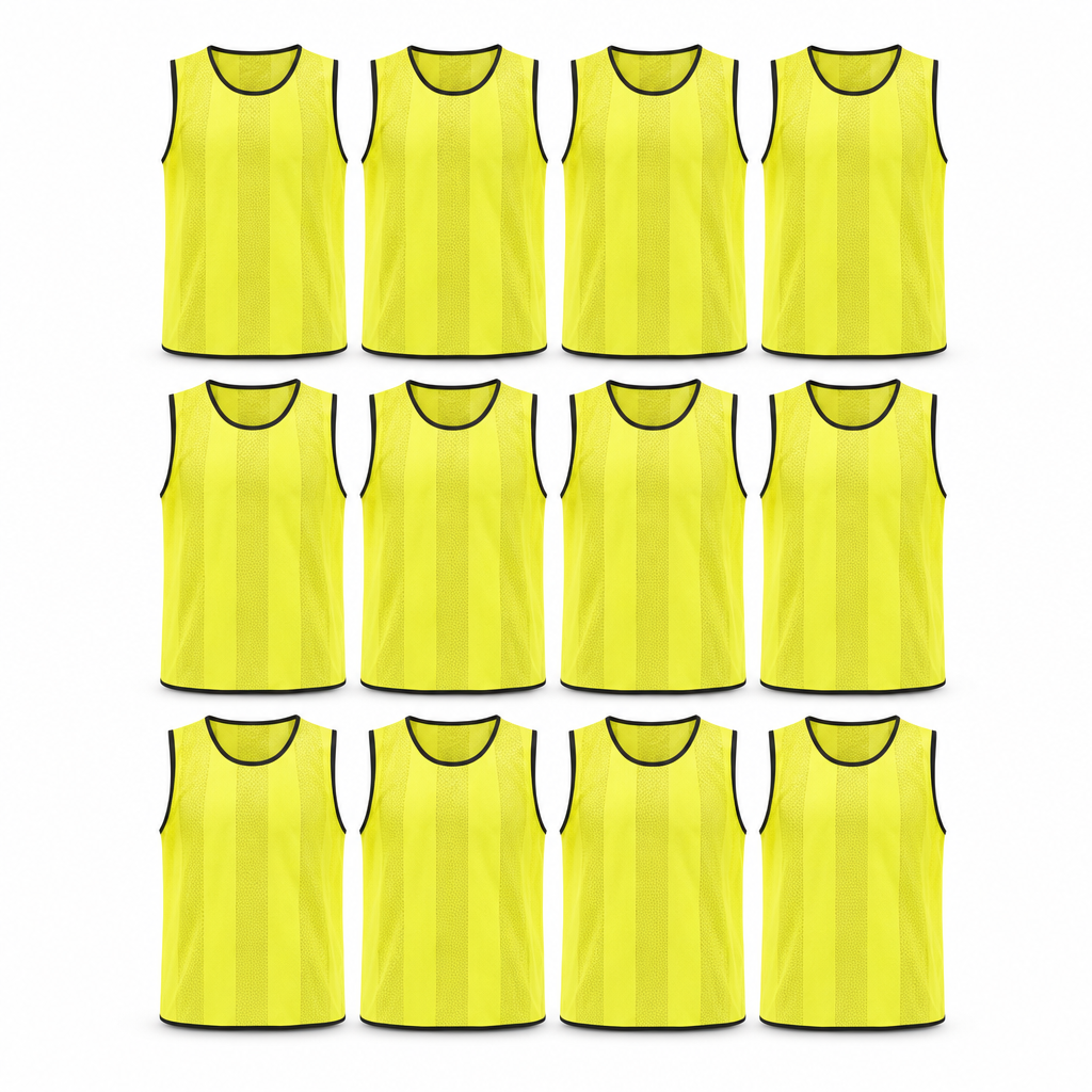 48 Pieces Mesh Sports Training Bib Vests, Standard Size, Yellow, 12-Piece Pack