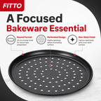 96 Pieces Round Perforated Cake Mold, Carbon Steel Non-Stick Baking Pan, 24 cm, Black, 1 Piece