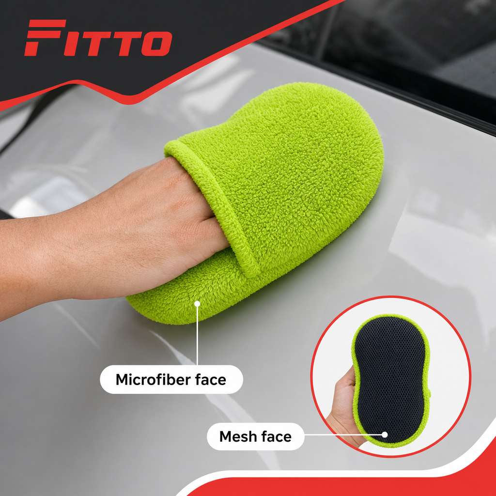 96 Pieces 2-in-1 Microfiber Car Wash Pad, Green, Dual-Surface Cleaning Design, 28 x 15 cm