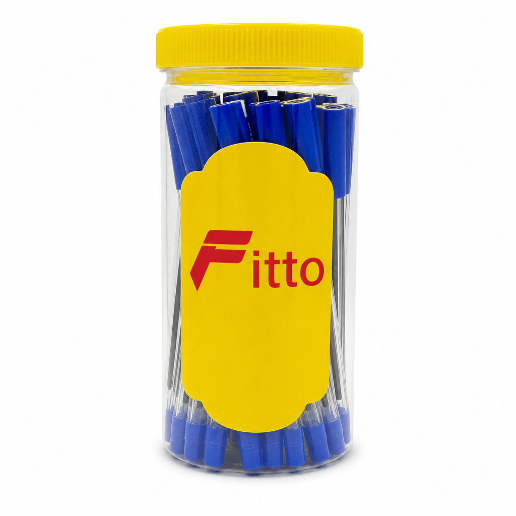 96 Pieces Ball Pens, Blue Ink, 25 Pack With Clear Storage Jar