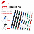 60 Pieces Space Up Gel Pens, 0.5 mm and 0.7 mm Tips, 12 Pieces, Multicolour Ink