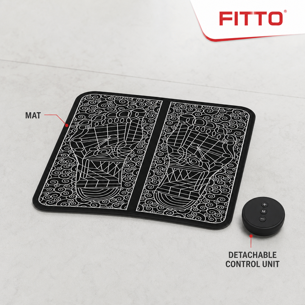 96 Pieces Black Foot Massager Mat, Floor Format with Control Unit, 1 Piece, 42 x 32 x 5 cm