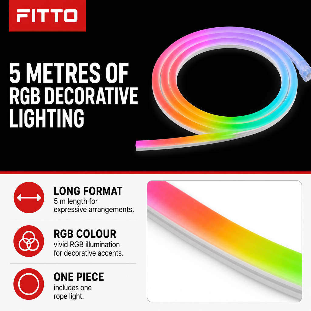 72 Pieces RGB LED Neon Rope Lights, 5 m, 1 Piece