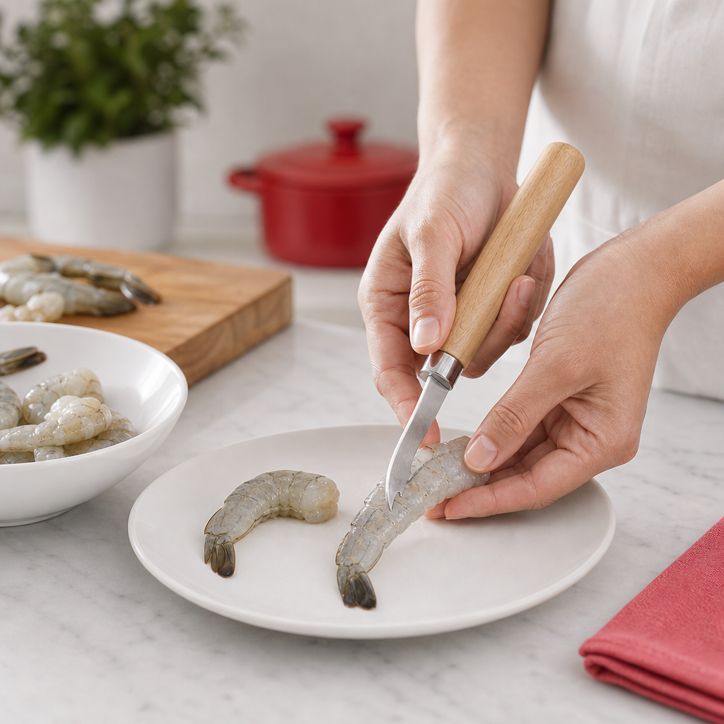 120 Pieces Shrimp Deveining Knife with Wooden Handle, 20.5 cm, Single Seafood Preparation Tool