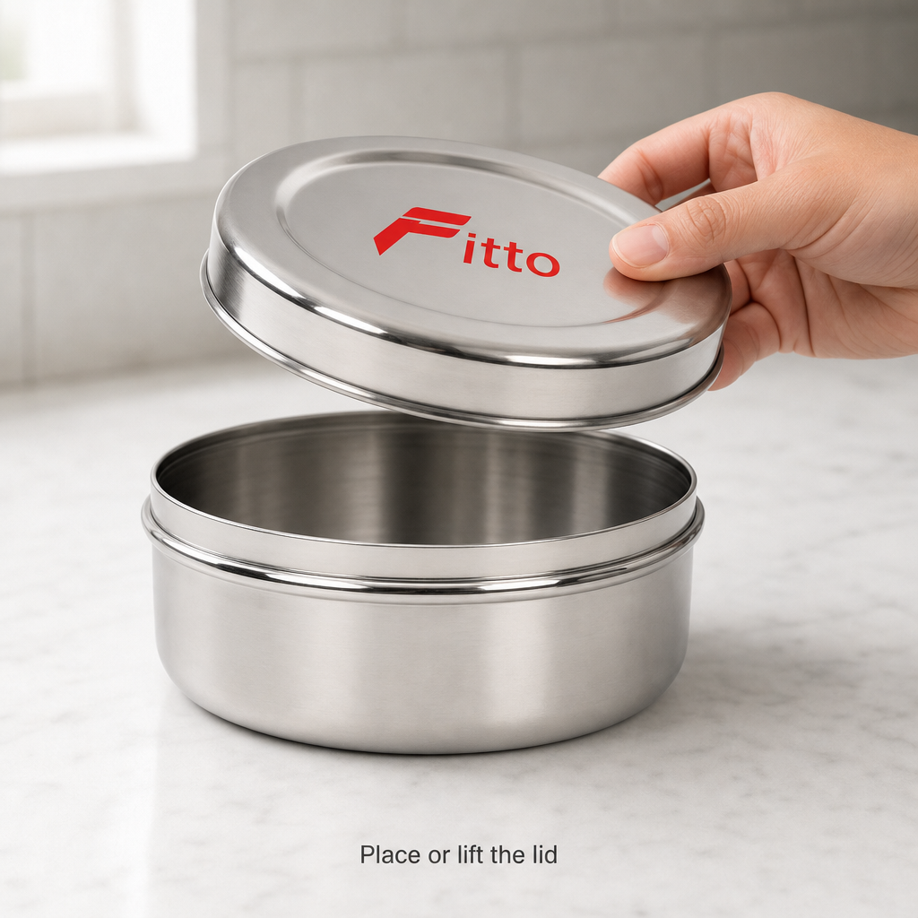96 Pieces Stainless Steel Puri Storage Container, Round 11 cm