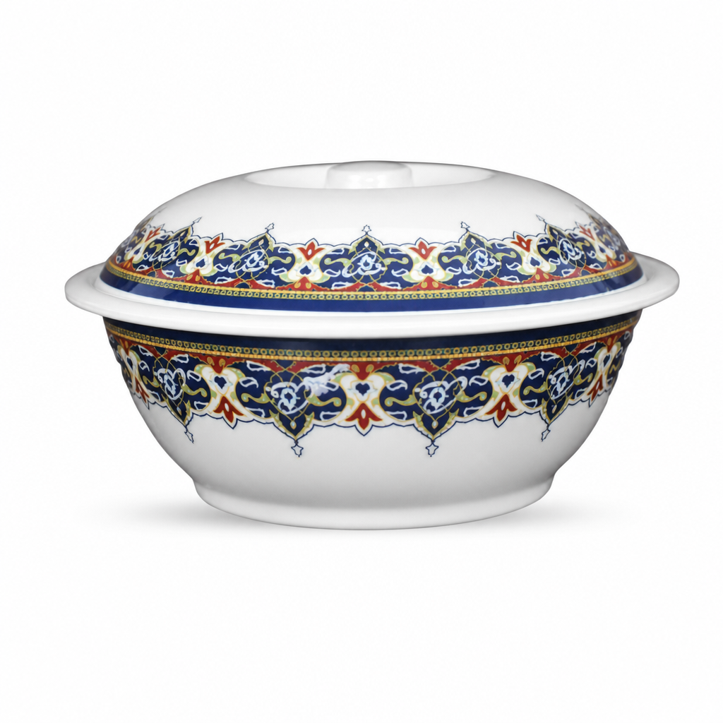 96 Pieces Melamine Serving Bowl with Lid, Decorative Pattern, 10 Inch