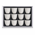 96 Pieces Ceramic Tea Cup Set, White, 12 Pieces, Textured Geometric Design for Home Tea Serving