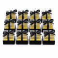 60 Pieces Acrylic Favor Boxes, Black Square Ribbon Presentation Boxes, 6.5 x 6.5 x 7.2 cm, 12 Pieces