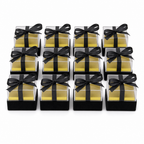 60 Pieces Acrylic Favor Boxes, Black Square Ribbon Presentation Boxes, 6.5 x 6.5 x 7.2 cm, 12 Pieces