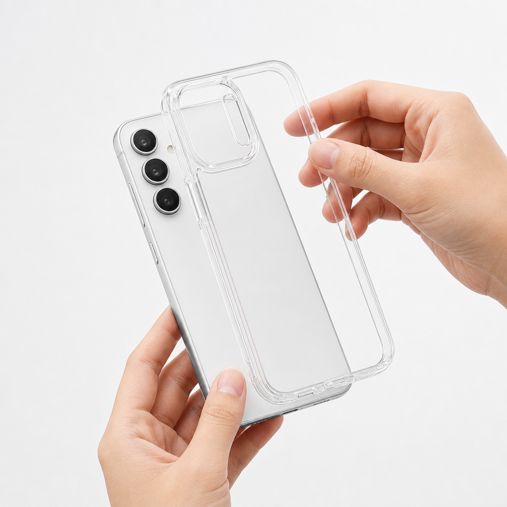 144 Pieces Transparent Phone Cases with Raised Camera Frame for A55 Smartphone