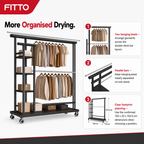 48 Pieces Clothes Drying Rack, Double-Deck Design with Parallel Bars and Side Frame, 150 × 52 × 154.5 cm