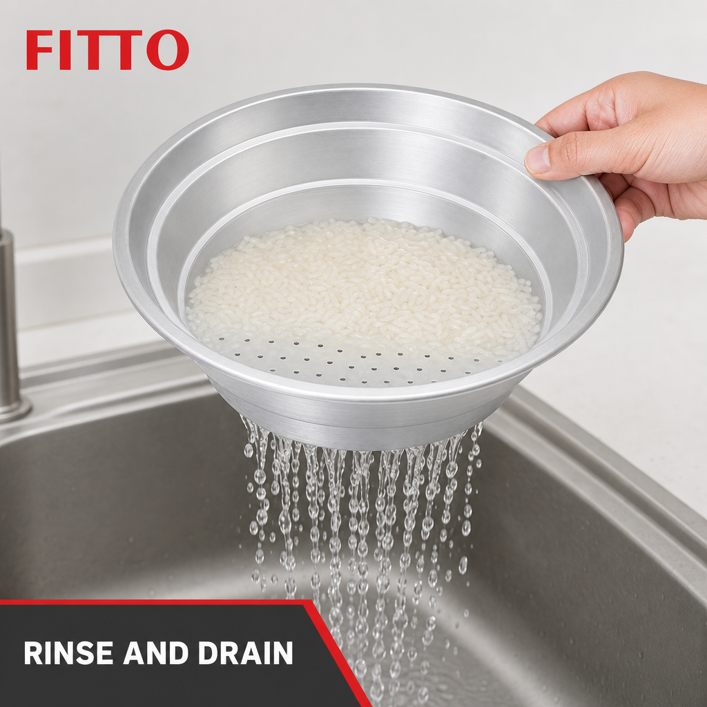 96 Pieces Aluminium Rice Strainer, 14 Inch Round Colander for Rinsing and Draining