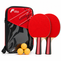 96 Pieces Table Tennis Racket Set with Balls, Red Zipper Carry Case