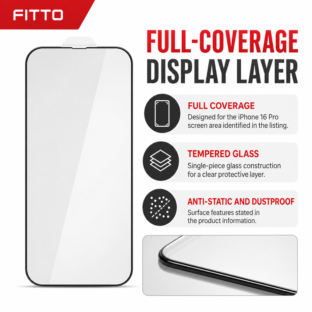 240 Pieces Screen Protectors for iPhone 16 Pro, Full Coverage Anti-Static Dustproof Tempered Glass