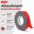 144 Pieces Grey Double-Sided Mounting Tape with Red Release Film, 10 mm x 12 m, 1 Roll