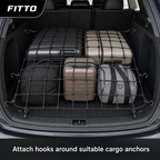 48 Pieces Elastic Cord Cargo Nets, 120 x 205 cm, 16 Hooks, Vehicle Luggage and Load Organizer