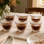 96 Pieces Clear Glass Cawa Cups with Fluted Base, 6 Pieces