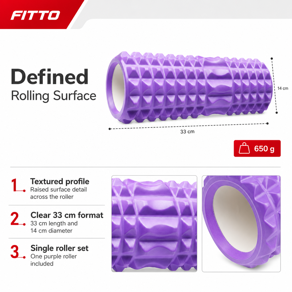 96 Pieces Textured Yoga Roller, 33 cm Foam Rollers for Exercise and Stretching, Purple