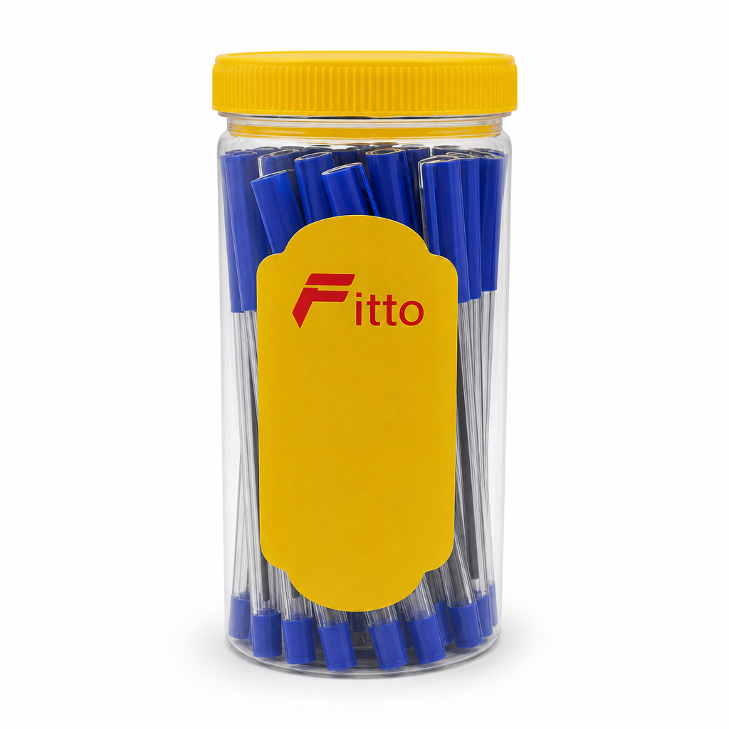 96 Pieces Ball Pens, Blue Ink, 25 Pack, Clear-Barrel Writing Pens for Office, School and Everyday Note Taking