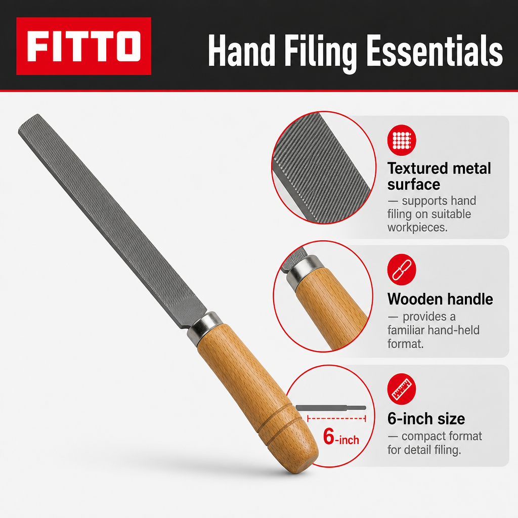 120 Pieces Metal Hand File with Wooden Handle, 6 Inch, Silver and Natural Wood, 1 Piece
