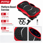 48 Pieces Vibration Exercise Platforms, Small Red Shaking Machine with Plastic Housing, Resistance Bands and Remote, 60 x 36 x 16 cm