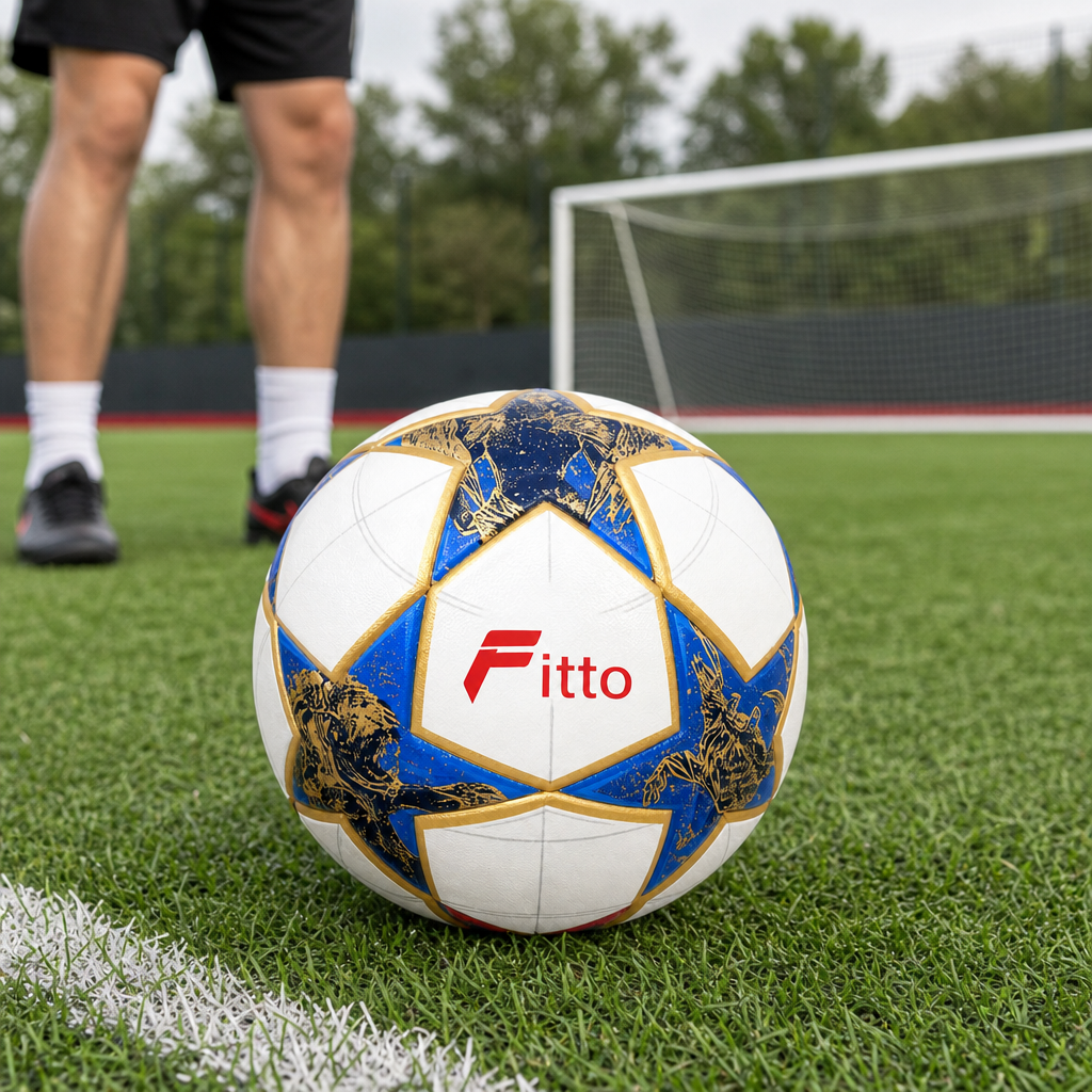 60 Pieces Size 5 Football, Blue and Gold Design, Single Match Ball for Training and Recreational Play