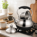 48 Pieces Stainless Steel Stovetop Kettle, 2 L, Silver and Black, 1 Piece