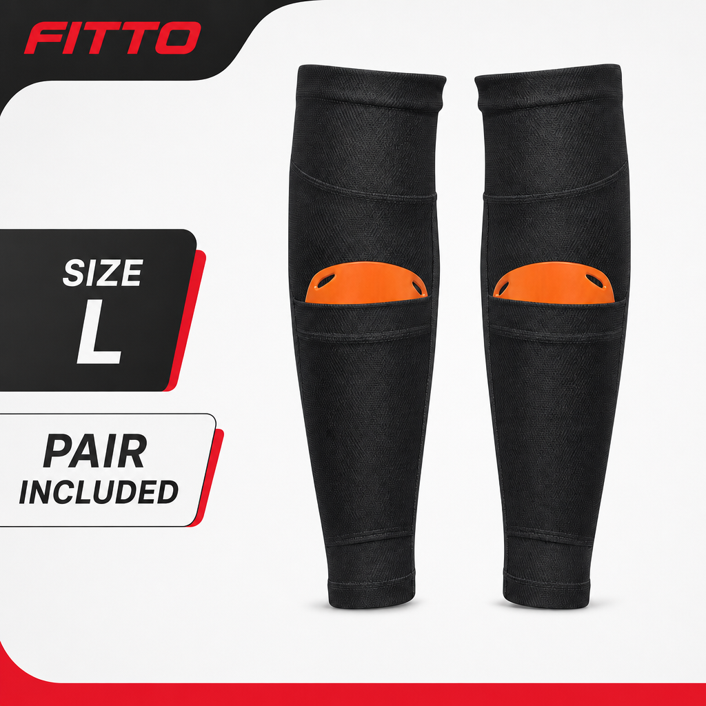96 Pieces Shin Guard Sockses, Size L, Black and Orange, Pair for Sports Training