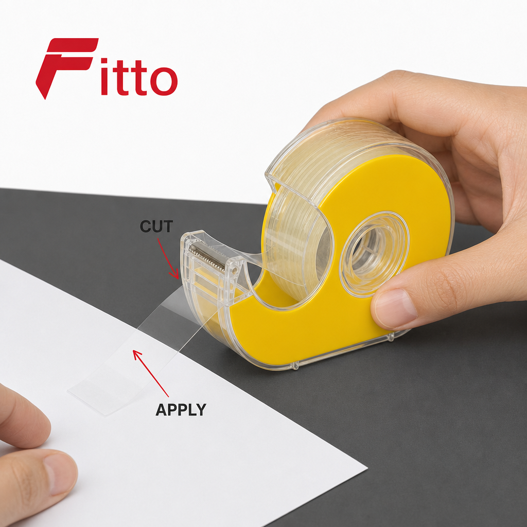 144 Pieces Crystal Clear Adhesive Tape with Dispenser, 19 mm x 25 yd, Yellow Dispenser, 1 Roll