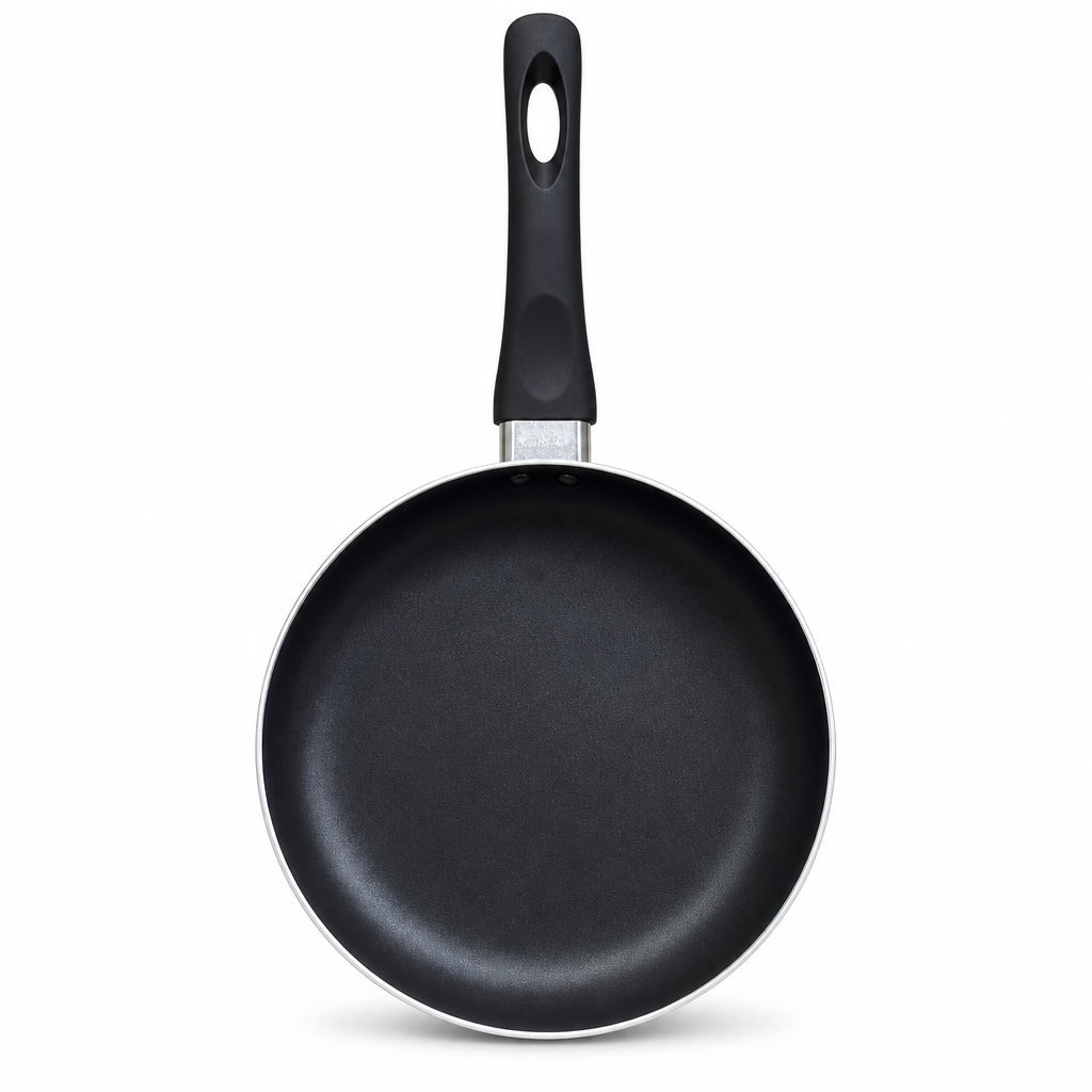 96 Pieces Non-Stick Frying Pan with Soft-Grip Handle, Black Round Cookwares for Everyday Stovetop Cooking