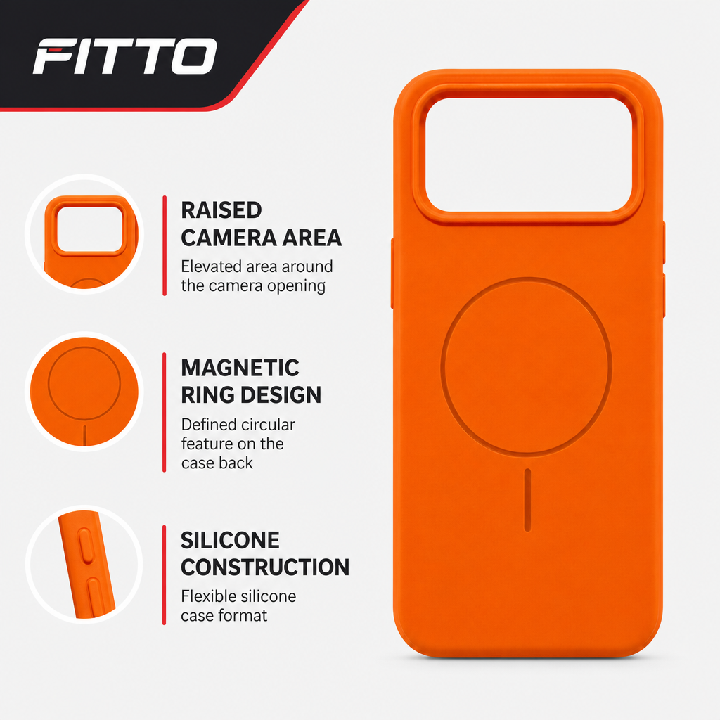 120 Pieces Silicone Magnetic Phone Cases with Raised Camera Protection, Orange