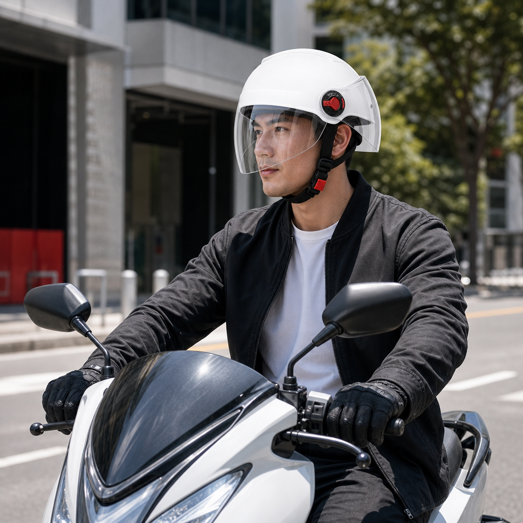72 Pieces Half-Face Motorcycle Helmets with Clear Visor, White