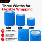 120 Pieces Adhesive Elastic Bandage Set, 3-Piece Self-Adhering Wrap Rolls, Three Widths for First Aid and Sports Use