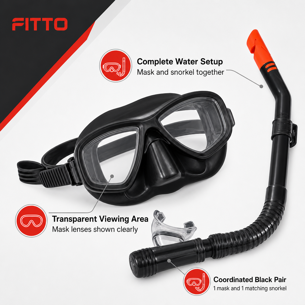 72 Pieces Swimming Mask and Snorkel Set, Black, 1 Piece