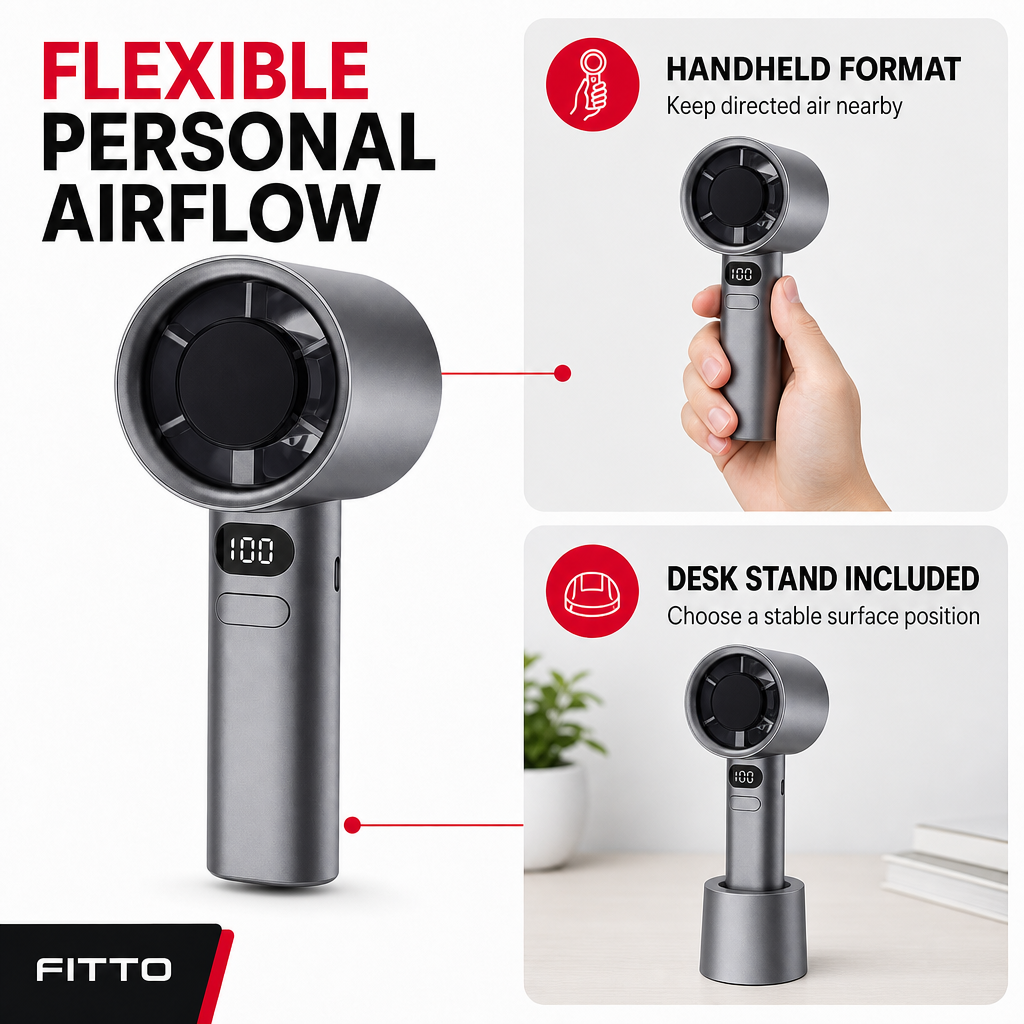 96 Pieces Portable Handheld Fan with Digital Display and Desk Stand, Compact Personal Airflow Device