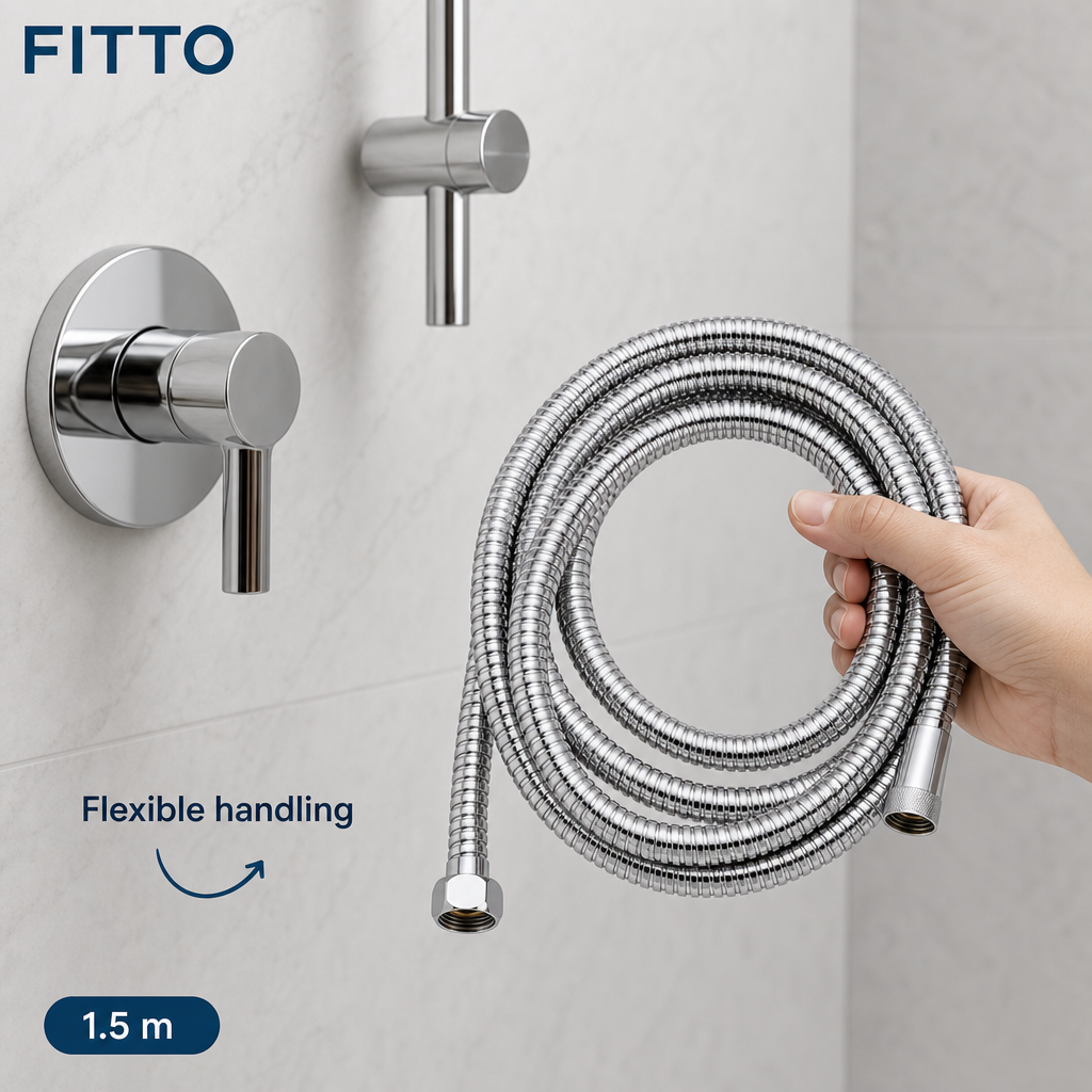96 Pieces Flexible Stainless Steel Shower Hose, 1.5 m, Silver, 1 Piece