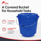 96 Pieces Plastic Bucket with Lid and Carry Handle, 15 Litre, Blue