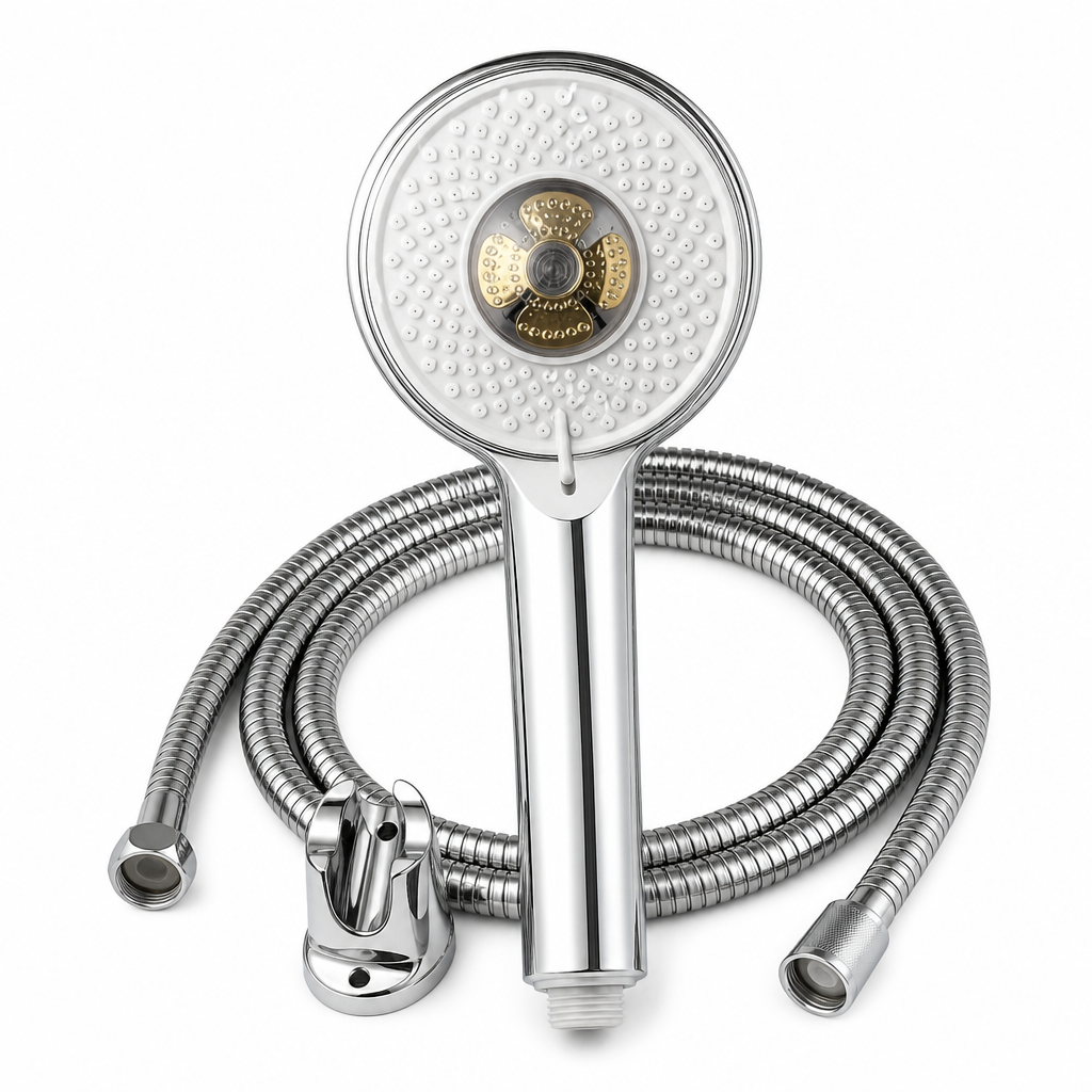 96 Pieces Silver Handheld Shower Head Set with Hose and Bracket, Round Shower Spray Fixture, 1 Set