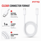 144 Pieces USB-C to USB-C Charging Cables, 1 m, White Braided Cord for Compatible USB-C Devices