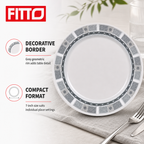 144 Pieces Dinner Plate, 7 Inch, Grey Geometric Border, Single Piece