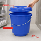 96 Pieces Plastic Bucket with Lid and Carry Handle, 20 Litre, Blue