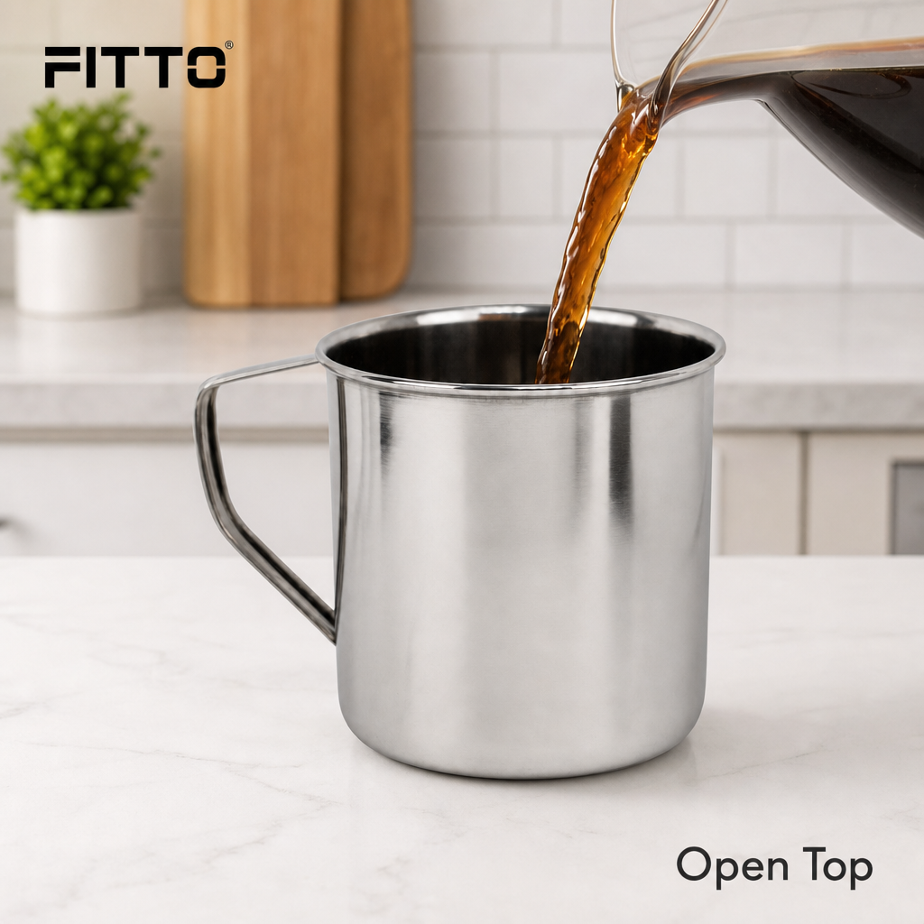 96 Pieces Stainless Steel Water Mug with Handle, 10 cm, Mirror Finish